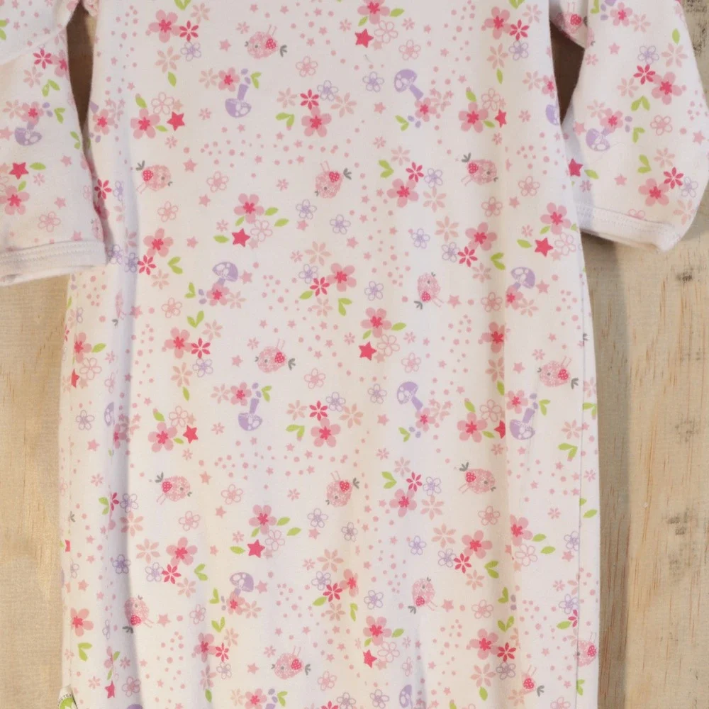 MQBB Organic Cotton Baby Sleep Gown Pink Floral Mushroom Birds 6-12M